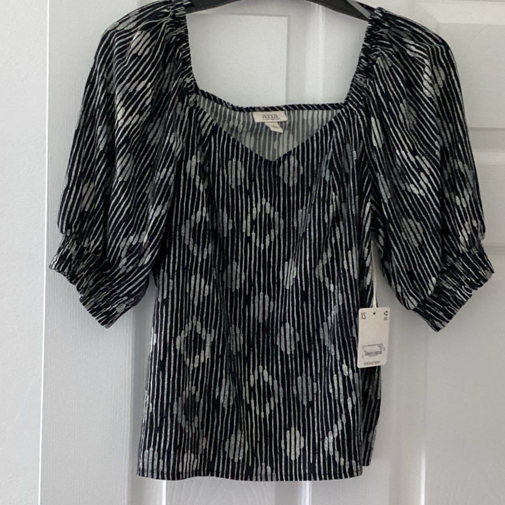 a.n.a Black and Gray Striped Blouse